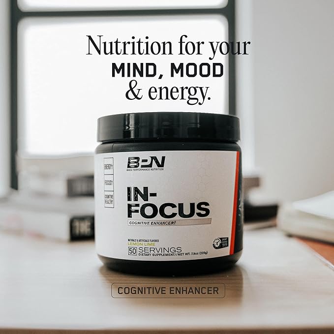 BARE PERFORMANCE NUTRITION, BPN in-Focus Brain Support Supplement, Improve Focus & Energy, Alpha GPC, Raspberry Lemonade, 40 Servings