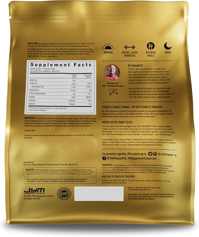 Pro JYM Vanilla Peanut Butter Protein Powder - Whey Protein Isolates, Casein, & Milk Protein, Lean Muscle Building for Men & Women, JYM Supplement Science, 45 Servings