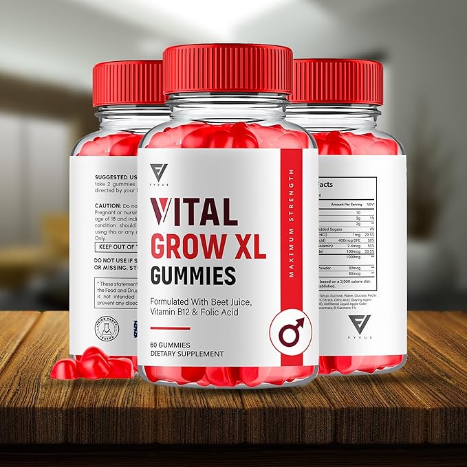 Vital Grow XL Gummies, Vital Grow XL Advanced Performance and Overall Daily Health Support Supplement, VitalGrow XL Maximum Strength 1000mg Wellness Supplement Formula (60 Gummies)