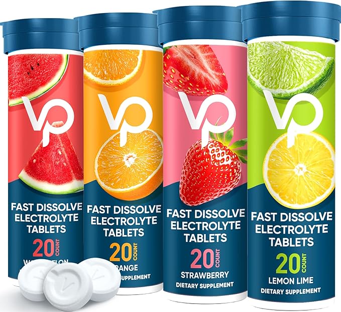 Venture Pal Chewable Electrolyte Tablets, Fast-Dissolve Sugar-Free Stick Salt Tablets - Variety Pack for Rapid Hydration, Outdoor Running, Hiking, Sports | Keto & Vegan Friendly | 80 Count (4 Pack)