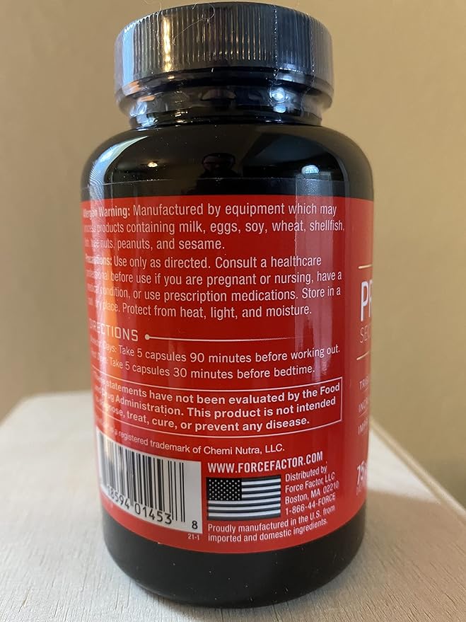FORCE FACTOR Prime HGH Secretion Activator, 3-Pack, HGH Supplement for Men with Clinically Studied AlphaSize to Help Trigger HGH Production, Increase Workout Force, & Improve Performance, 225 Count