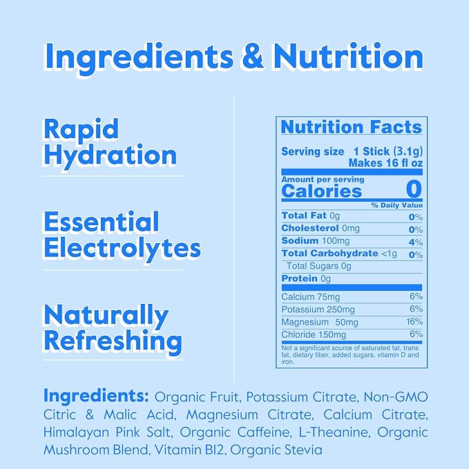 Nectar Energy Booster - Organic Caffeine, B12 & Electrolytes - Sugar Free & Zero Calorie – Healthy Coffee, Energy Drink & Soda Alternative – Hydration & Energy Supplement (Variety 18 Powder Packets)