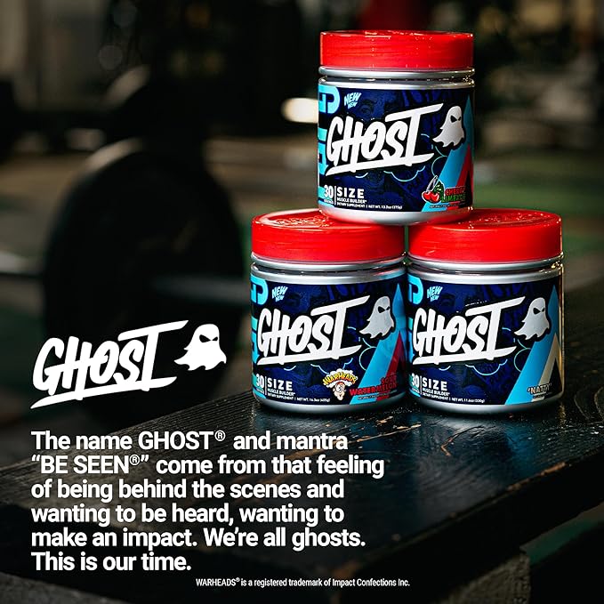 GHOST Size V3 Muscle Builder Dietary Supplement - Natty, 30 Servings – Support Muscle Growth & Strength Building for Men & Women - Creatine & Betaine - Free of Sugar & Gluten