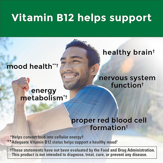 Nature Made Vitamin B12 1000 mcg, Easy to Take Sublingual B12 for Energy Metabolism Support, 50 Sugar Free Fast Dissolve Tablets, 50 Day Supply
