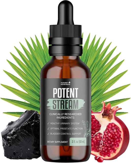 Nature's NutriWave Potent Stream Drops - Original Formula, Natural Prostate Supplements for men, bladder control supplements with Saw Palmetto - Reduce Bathroom Trips, Urinary Support - 1 Month Supply