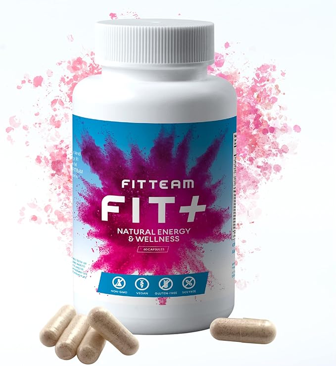 FIT Plus Organic Energy and Wellness Capsules - Organic Energy Vitamin Supplements - Mental Focus, Energy, and Metabolism Boost - Mood Support and Antioxidants - 60 Count Capsules