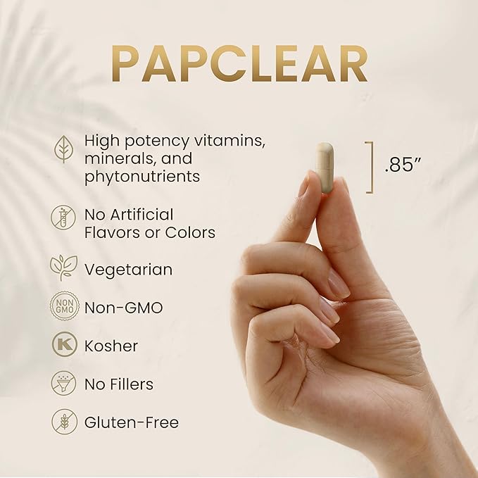PAPCLEAR Physician Formulated | All Natural Immune Support Supplement | Advanced Powerful Immunity Booster | 21 Vitamins & Nutrients with Organic Shiitake Mushroom & Lycopene | 90 Capsules | Pack of 3