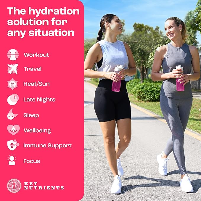 KEY NUTRIENTS Electrolytes Powder No Sugar - Juicy Strawberry Lemonade Electrolyte Powder - Hydration Powder - No Calories, Gluten Free Keto Electrolytes Powder - 90 Servings - Made in USA