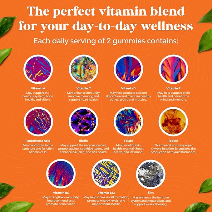 Potent Daily Multivitamin Gummies for Adults - Wellness Blend of Vitamin D A C E B12 Zinc and Biotin - Adult Vitamin Gummy for Energy and Immunity - Non-GMO Gluten Free and Halal Gummies 30 Count
