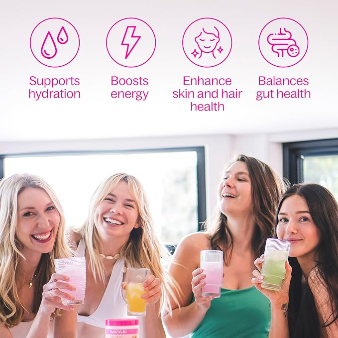 Daily Fiber Supplement Powder with Collagen, Probiotics & Electrolytes | Supports Digestive Health, Gut Balance & Debloating | Watermelon | 16 Servings