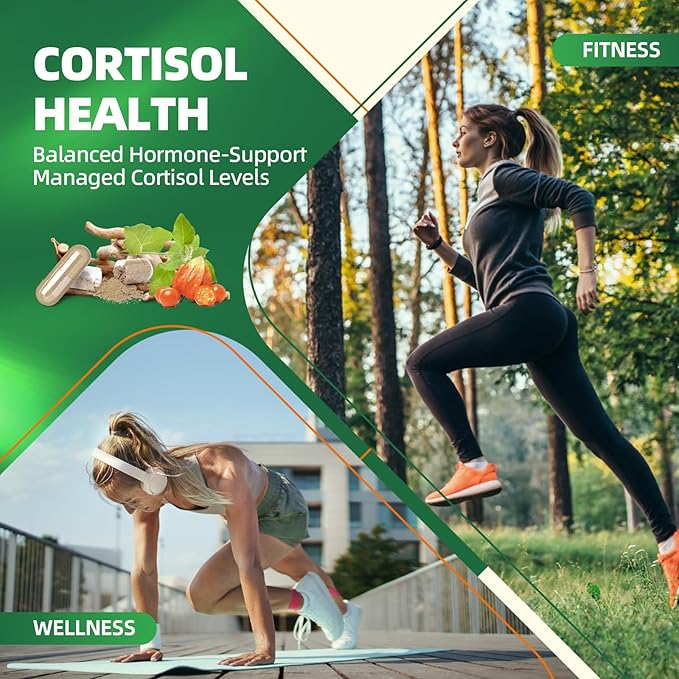 Cortisol Supplement, 10-in-1 Cortisol Reducer Manager Supplements for Women with Ashwagandha, Magnesium Glycinate, L-Theanine, Rhodiola, Calm Zzz & Mood Support, Non-GMO, 60 Vegan Capsules