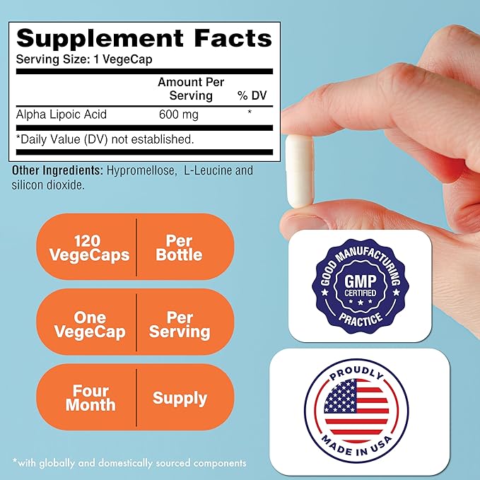 Health Thru Nutrition Alpha Lipoic Acid 600mg 120 Servings | Certified Vegan | Universal Antioxidant | Non-GMO, 3rd Party Tested, Hypoallergenic, Gluten Free, Soy Free ALA Capsules