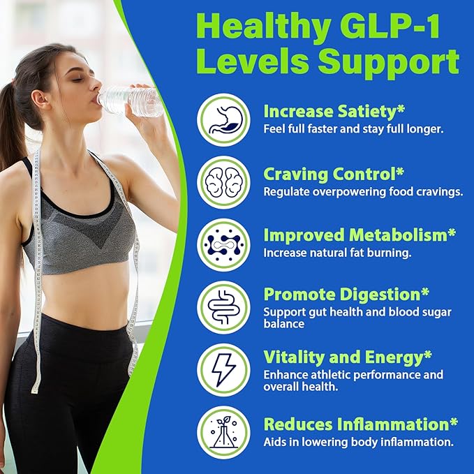 GLP-1 Supplement, GLP1 Supplements Women, GLP-1 Powder 1500MG with Akkermansia Muciniphila Probiotic & High Fiber for Energy, Digestion, Gut, Overall Health, 6 Pack