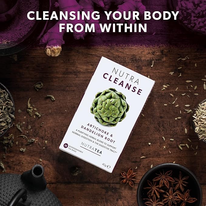 NUTRACLEANSE - Detox Tea | Cleanse Tea - Helps Relieve Constipation & Encourage Digestion - Includes Dandelion Root & Artichoke - 60 Enveloped Tea Bags - by Nutra Tea - Herbal Tea - (3 Pack)
