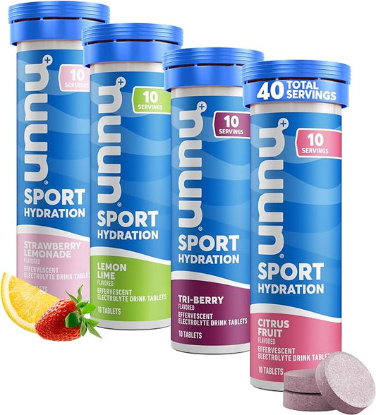 Nuun Sport Electrolyte Tablets for Proactive Hydration, Mixed Flavors, 4 Pack (40 Servings)