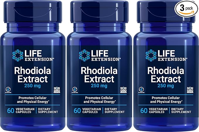 Life Extension - Rhodiola Extract (3% Rosavins) - 250 Mg - 60 Vcaps (Pack of 3)