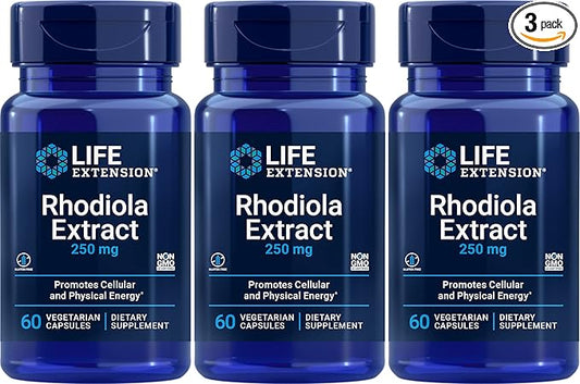 Life Extension - Rhodiola Extract (3% Rosavins) - 250 Mg - 60 Vcaps (Pack of 3)