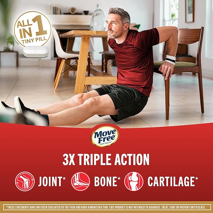 Move Free Ultra Triple Action Joint Support Supplement - Type II Collagen Boron & Hyaluronic Acid - Supports Joint Comfort, Cartiliage & Bones in 1 Tiny Pill Per Day, 64 Tablets (64 servings)*