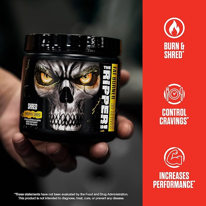 JNX SPORTS The Ripper! Shredding Thermogenic Fat Burner - Fruit Punch 30 Servings | Advanced Fast Acting Thermogenic Pre-Workout, Appetite Suppressant for Men & Women
