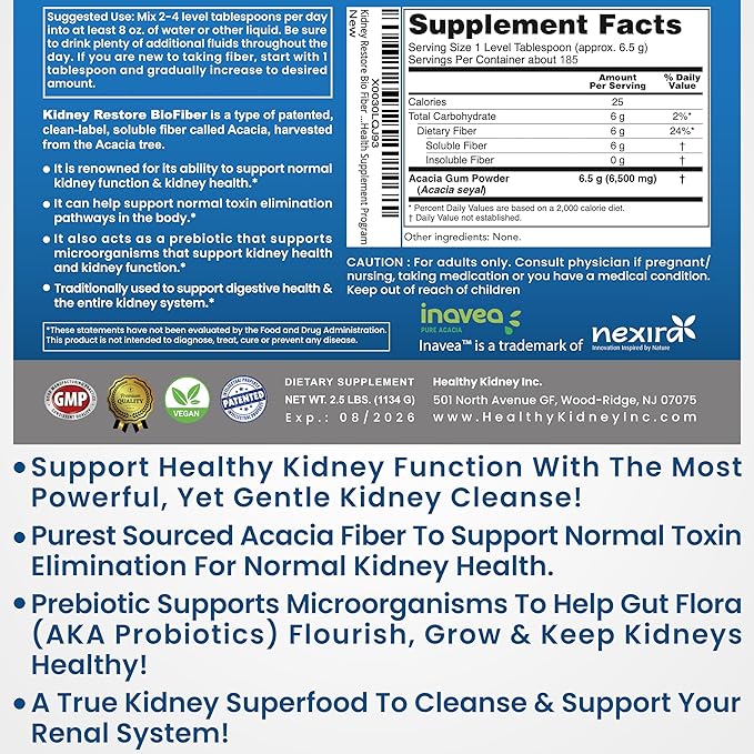 Bio Fiber, Kidney Cleanse Detox & Repair - Restorative Kidney Support & Kidney Supplement to Remove Waste, Kidney Health Supplement - Add to Tea for Kidney Health - 2.5 LBS