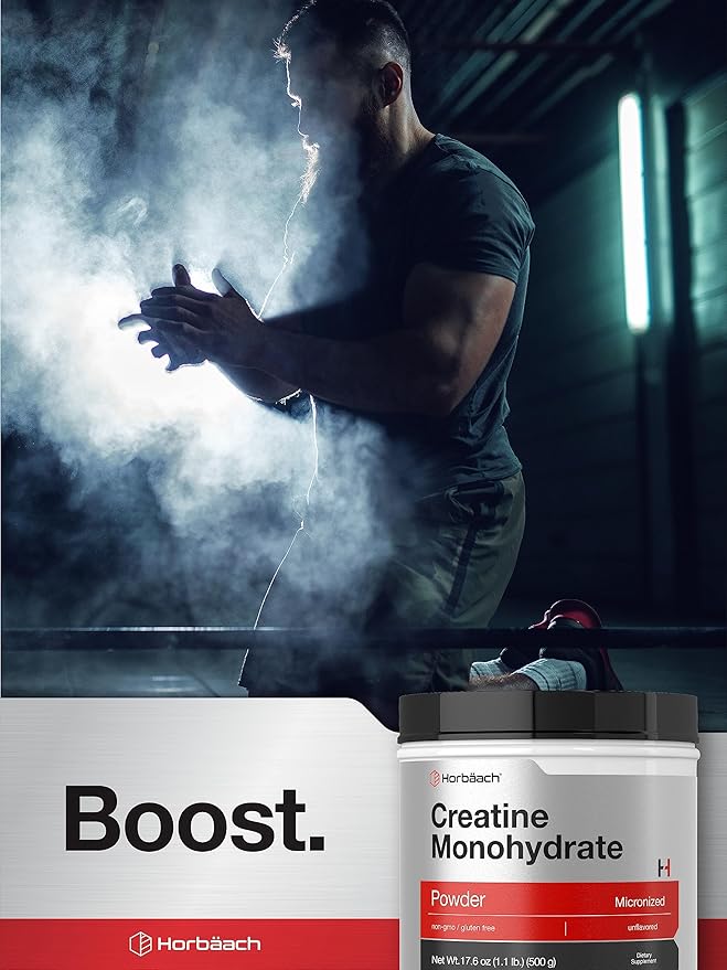 Horbäach Creatine Monohydrate Powder | 1.1lb (17.6 oz) | Micronized and Unflavored | Vegetarian, Non-GMO, and Gluten Free Supplement