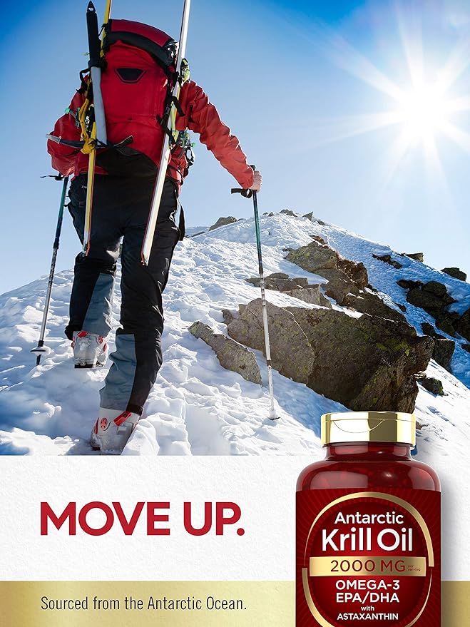 Carlyle Antarctic Krill Oil 2000 mg 120 Softgels | Omega-3 EPA, DHA, with Astaxanthin Supplement Sourced from Red Krill | Maximum Strength | Laboratory Tested