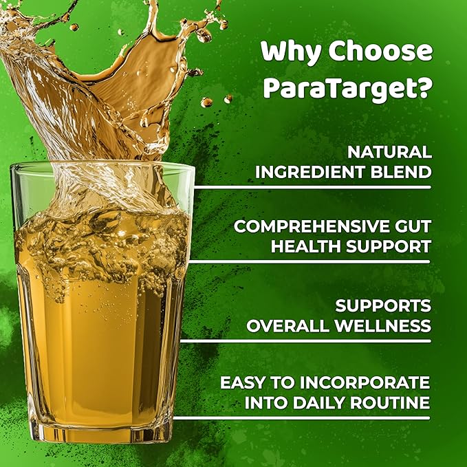 ParaTarget - Gut Cleanse Powder Supplement - Intestinal Gut Health Formula with Black Walnut, Wormwood, Turmeric & More - Natural Wellness Supplements for Women & Men - 30 Servings
