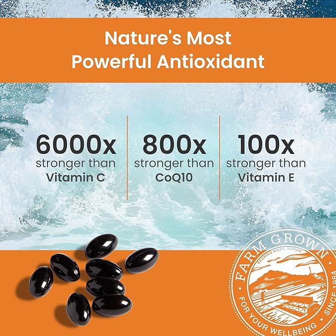 Nutrex Hawaii BioAstin Hawaiian Astaxanthin - 12mg, 60 Softgels - Farm-Direct Premium Antioxidant Supplement to Support Eye, Skin, Joint & Immune System Health - Non-GMO & Gluten-Free