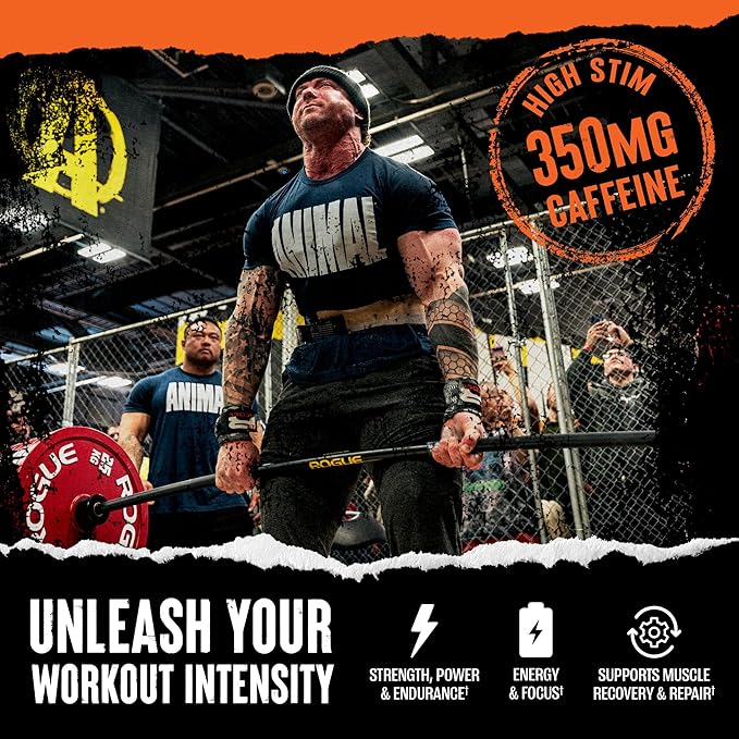 Animal Fury Pre Workout Powder - Energy and Focus Supplement with 5g BCAA, 350mg Caffeine Nitric Oxide Booster with Beta-Alanine, Preworkout for Men and Women, Watermelon Flavor, 20 Servings