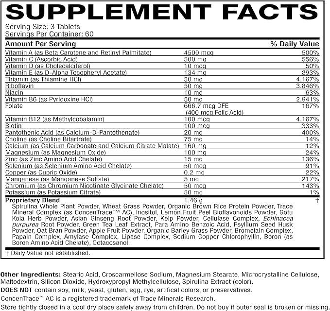 Life's Fortune Multivitamin & Mineral 60 Tablets, All Natural Energy Source Supplying Whole Food Concentrates, Antioxidants, Amino Acids, Enzymes, Trace Minerals & More