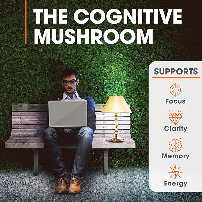 Genius Lions Mane Cognition Vitamins Supplement Capsules - Organic Nootropic Supplement, 1200mg per Serving – 120 Veggie Pills