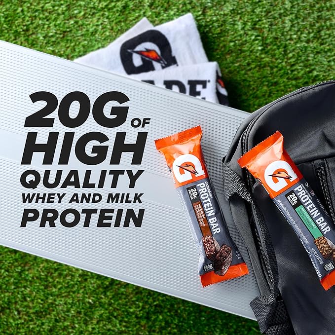 Gatorade Whey Protein Bars, Mint Chocolate Crunch, 2.8 oz bars (Pack of 12, 20g of protein per bar)