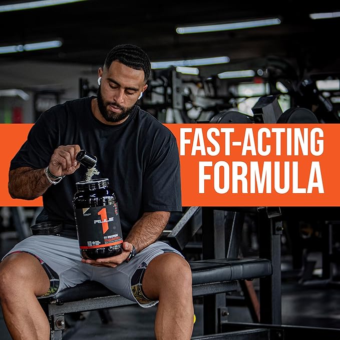 Rule One Proteins R1 Protein - 25g Fast-Acting, Super-Pure 100% Isolate and Hydrolysate Protein Powder with 6g BCAAs (2 Pounds*, Strawberries & Crème)