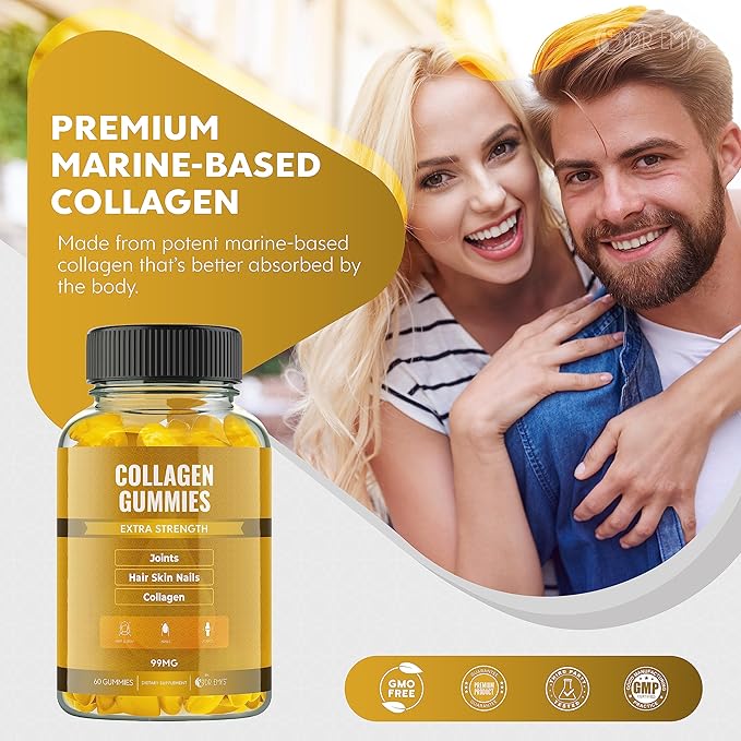 Dr. Emy's Collagen Gummies Gummy Vitamin for Women & Men, Hair, Skin, Nails, Joint Supplement. Anti-Aging Collagen Gummy Supplements. Strengthen Hair, Skin and Nails. Gelatin-Free. 60 ct Each. (3)