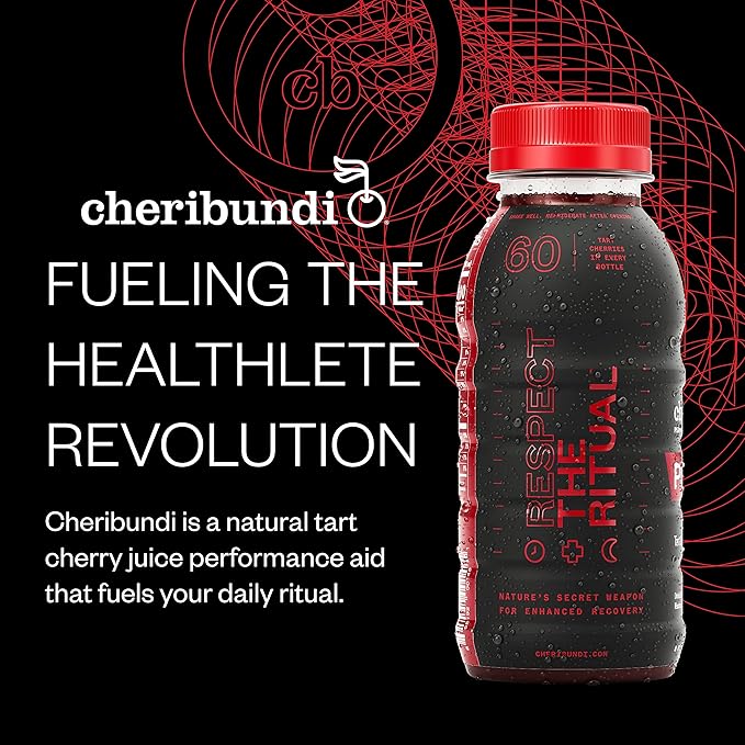 Cheribundi PURE Tart Cherry Juice - 100% Tart Cherry Juice, No Sugar Added - Pro Athlete Post Workout Recovery - Fight Inflammation And Support Muscle Recovery - 8 Ounce (Pack of 24)