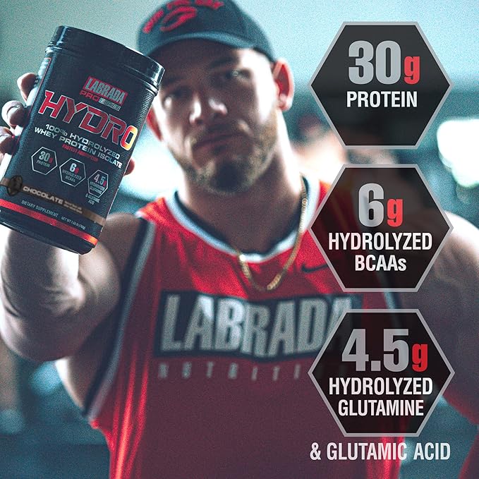 Labrada Hydro 100% Pure Hydrolyzed Whey Protein Isolate Powder, Lactose Free, Fastest Digesting, Instant Mixing,Delicious Taste 20 Servings(Chocolate)