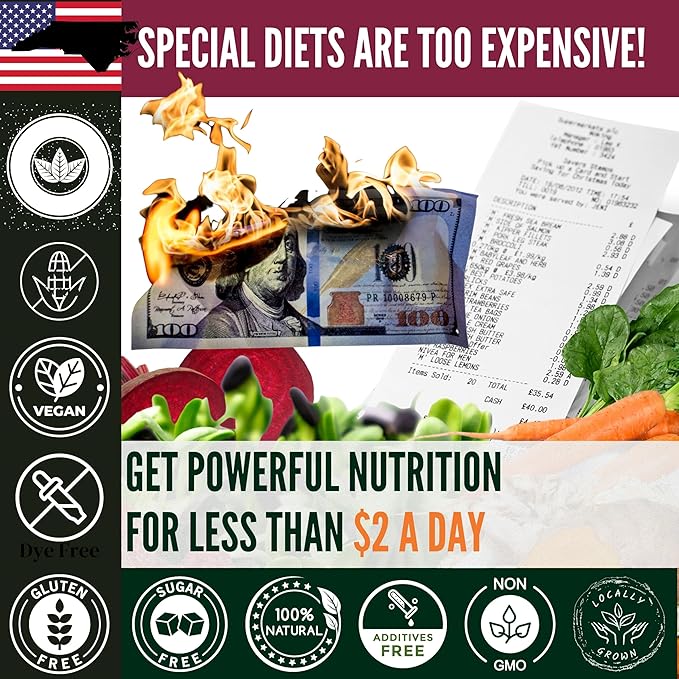 InviNutri Superfoods Powder Solution for ARFID Special Needs Picky Eaters. Microgreens Veggies Fruits Mushrooms, Turmeric. Invisible 40x Nutrient-Rich 30mg Sulforaphane Vitamin Supplement 72 Servings