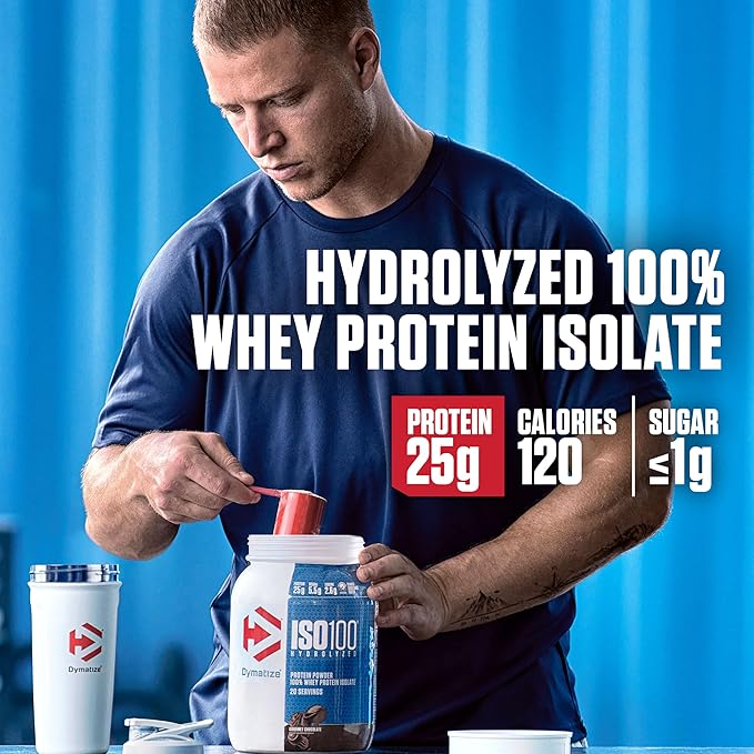 Dymatize ISO100 Hydrolyzed Protein Powder, 100% Whey Isolate Protein, 25g of Protein, 5.5g BCAAs, Gluten Free, Fast Absorbing, Easy Digesting, Gourmet Chocolate, 5 Pound