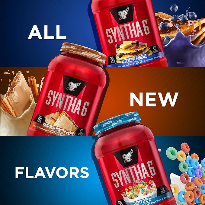 BSN SYNTHA-6 Whey Protein Powder, Milk Isolate Protein Powder with Micellar Casein, Blueberry Pancake, 28 Servings (Packaging May Vary)