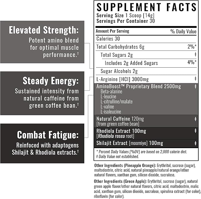 Wilderness Athlete - Brute Force Pre-Workout | Best Pre Workout Powder for Women & Men - Preworkout Drink Supplements with Natural Caffeine - Workout Supplement for Men & Women (Green Apple)