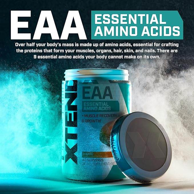 Scivation XTEND EAA + BCAA Powder | Muscle Recovery & Lean Muscle Growth | 9 Essential Amino Acids for Intra Workout or Post Workout Recovery | 10g EAAs Per 2 Servings | Blood Orange 40 Servings