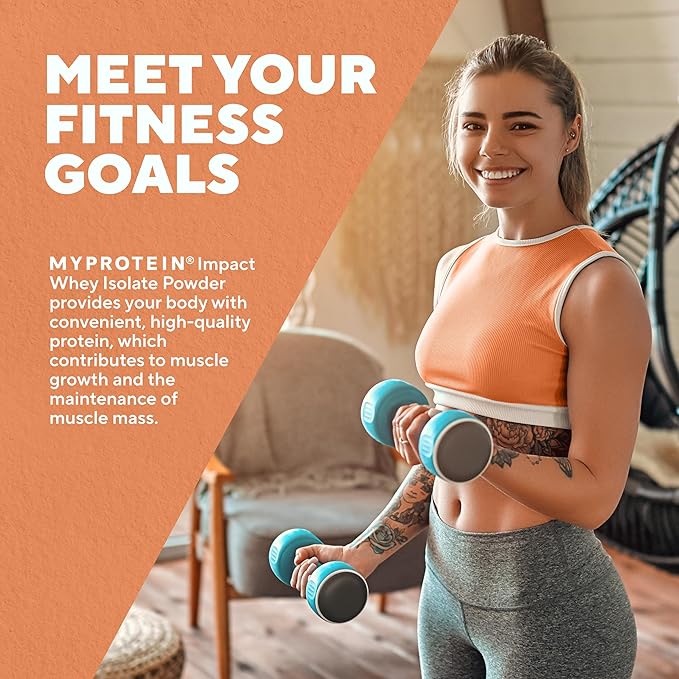 Myprotein® Impact Whey Isolate Protein Powder, Gluten Free Protein Powder, Muscle Mass Protein Powder, Dietary Supplement for Weight Loss, GMO & Soy Free, Whey Protein Powder , Unflavored, 2.2 Lbs