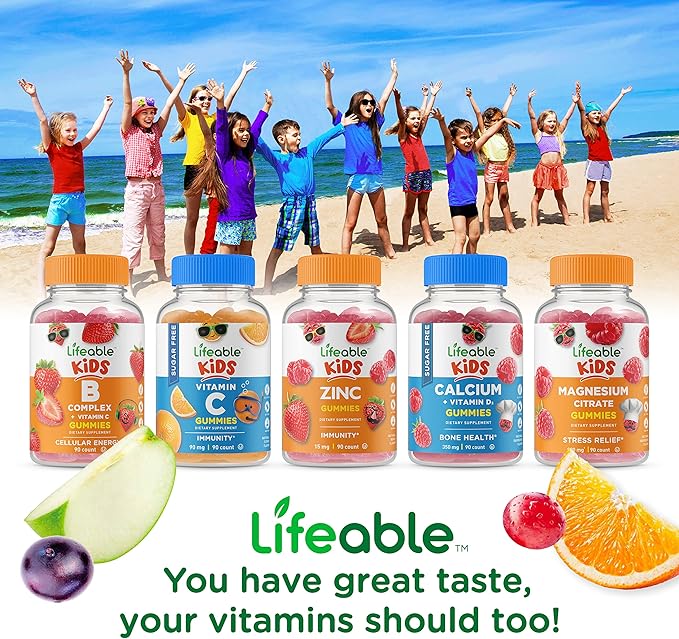 Lifeable Sugar Free Vitamin D for Kids 1000 IU – Great Tasting Natural Flavor Gummy Supplement – Gluten Free Vegetarian Chewable – for Strong and Healthy Bones, for Children, Teen, Toddler, 90 Gummies