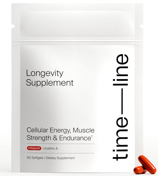 Timeline Mitopure Urolithin A - Clinically Proven Supplement for Healthy Aging and Cellular Renewal - Anti-Aging Mitoceutical for Muscle Strength, Endurance and Longevity - 60 Softgels