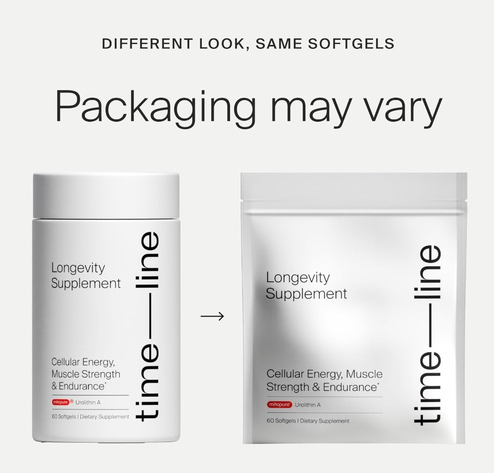 Timeline Mitopure Urolithin A - Clinically Proven Supplement for Healthy Aging and Cellular Renewal - Anti-Aging Mitoceutical for Muscle Strength, Endurance and Longevity - 60 Softgels