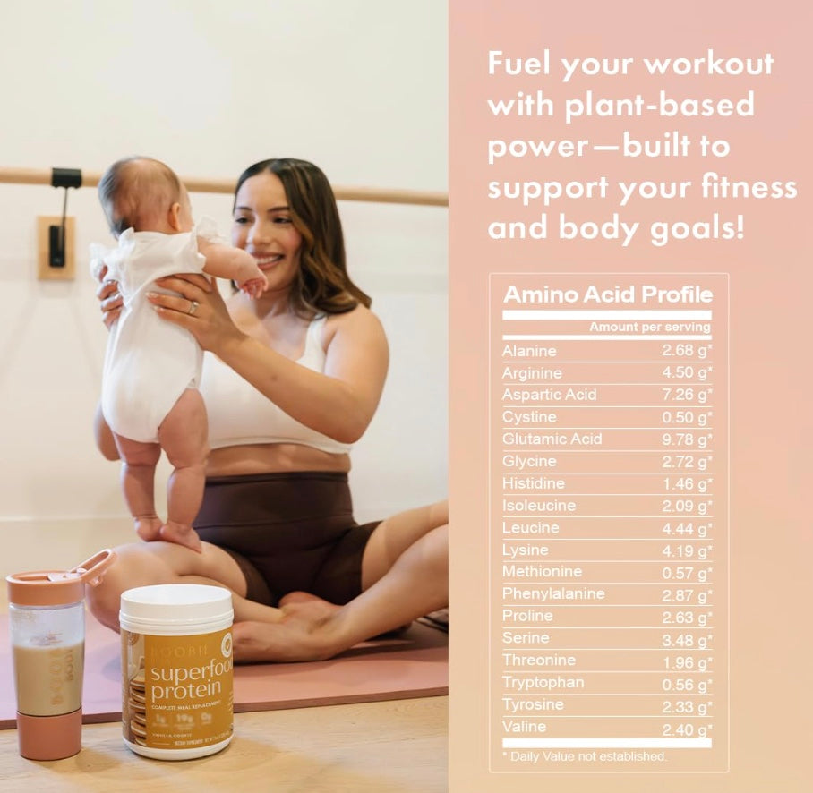Boobie Body Superfood Protein Meal Replacement Shake, Vanilla Cookie Flavor | 19g Protein | Safe for Pregnancy, Lactation, & Motherhood | Organic, Vegan, Zero Sugar, 1 Tub (21 oz.)
