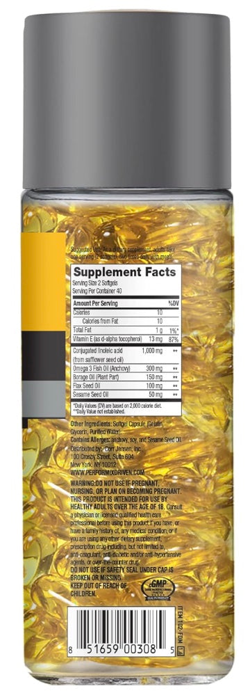 CLA Belly Fat Formula - 80 Easy-to-Swallow Softgels - Omega 3 Fish Oil, Flaxseed Oil and Vitamin E - Helps Increase Antioxidant Supply and Healthy Body Composition